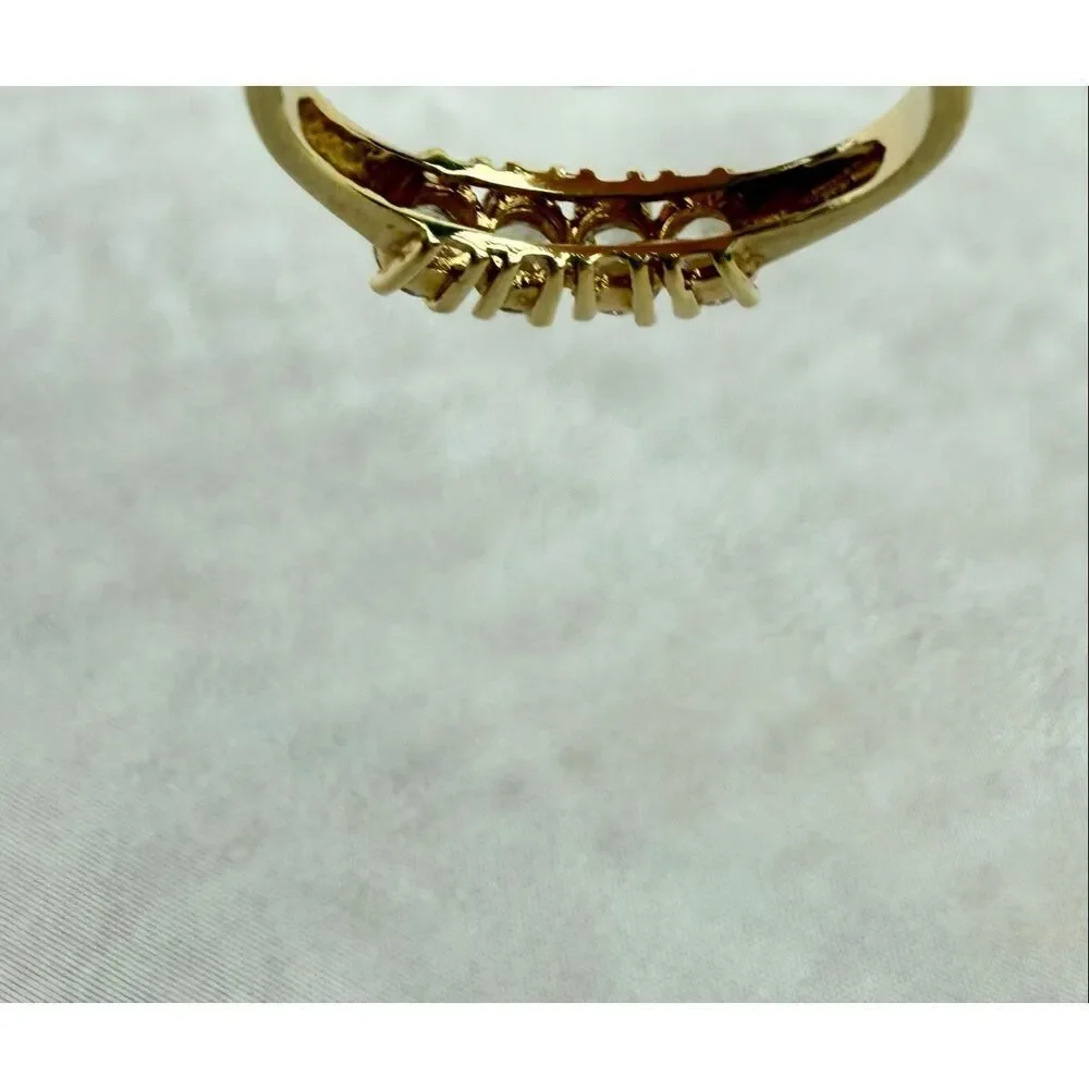 Vintage Gold Tone 4 Stone Setting Ring CZ Piece Size 6.75